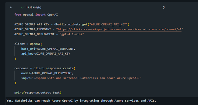 Databricks Azure OpenAI Integration